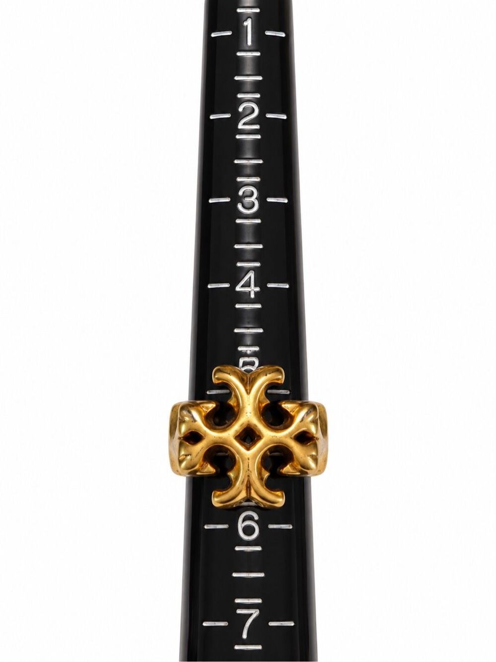 Tory Burch Gold Tone Double T Logo Openwork Statement Ring Size 6